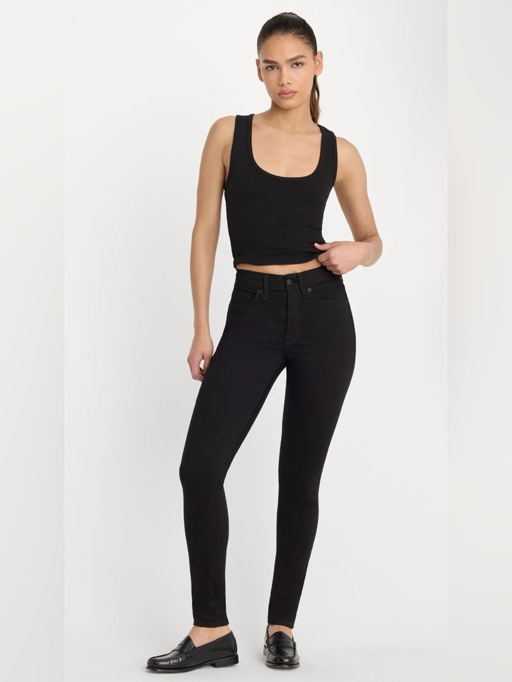 Good American Never Fade Good Legs Skinny Jeans Black